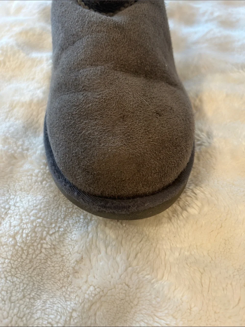 UGG Charcoal Suede Shearling Button Boot